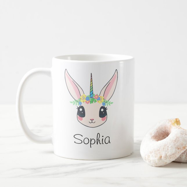 Custom Unicorn Cute Pink Girls Coffee Mug (With Donut)