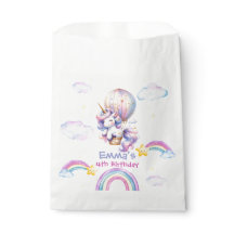 Custom Unicorn Hot Air Balloon Birthday Favor Bags