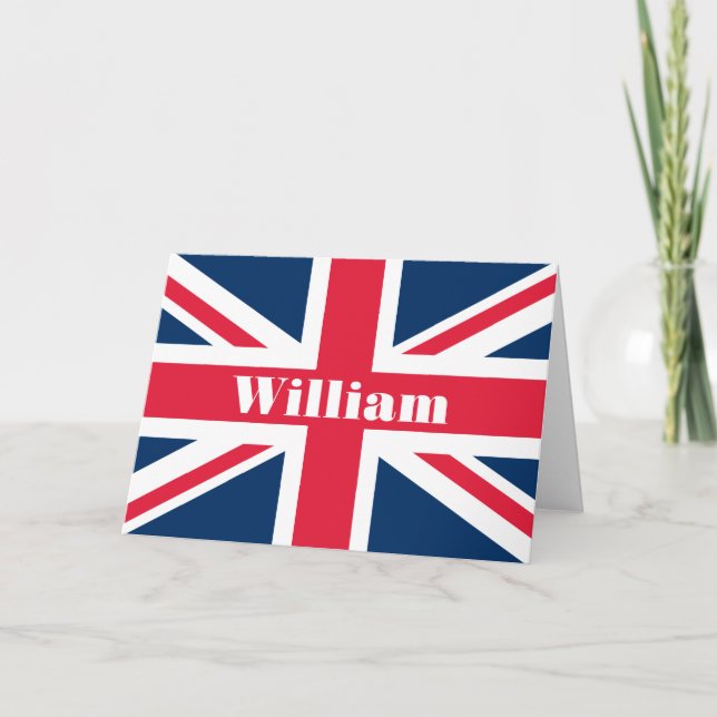 Custom Union Jack Name Greeting Card (Front)
