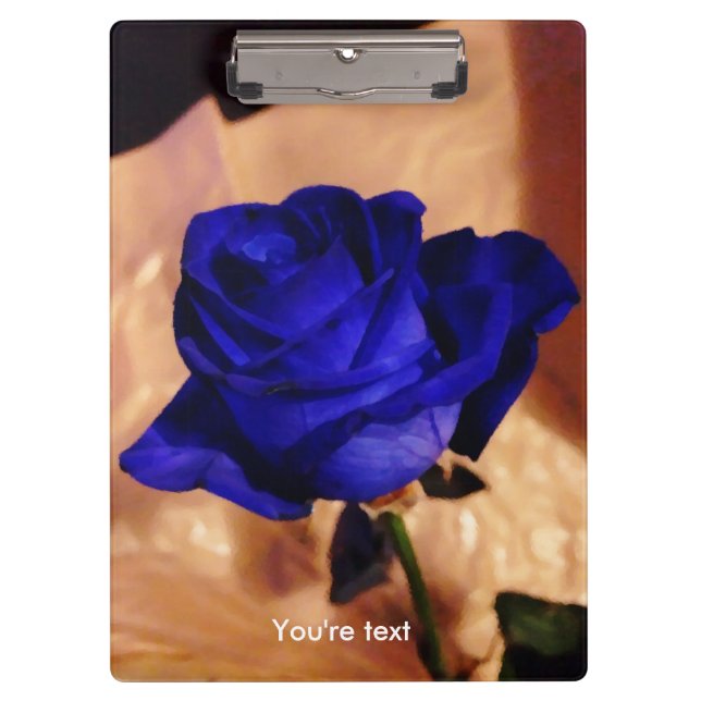 Custom unique and elegant blue rose clipboard (Front)