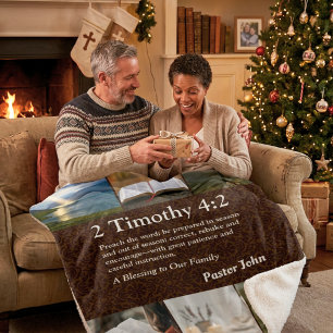 Custom Unique Christmas Gifts for Pastors Brown Sherpa Blanket
