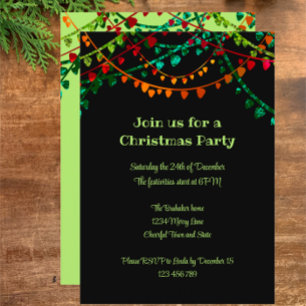 Custom Unique Colourful Fun Lights Christmas Party Invitation