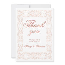 Custom unique elegant pink lace thank you cart 