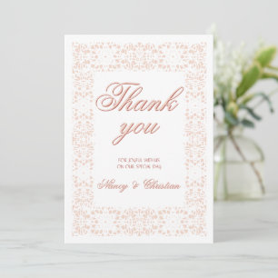 Custom unique elegant pink lace thank you cart card