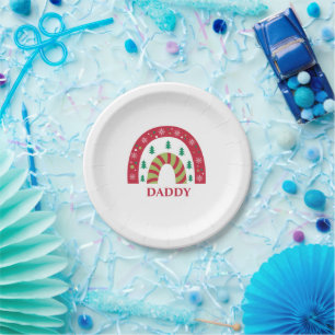 Custom Unique Family Christmas Boho Rainbow Paper Plate