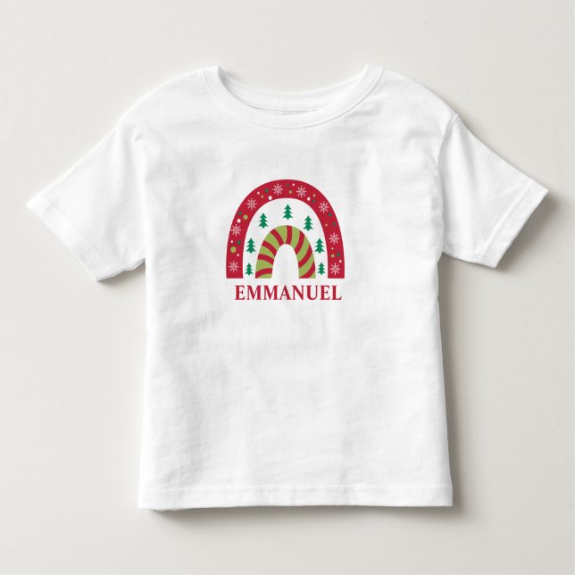 Custom Unique Family Christmas Boho Rainbow Toddler T-Shirt (Front)
