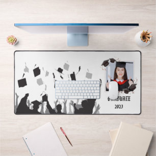 Custom Unique Graduate Photo, Graduation Cap Desk Mat