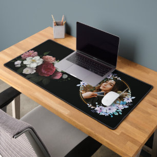 Custom Unique Graduate Photo Roses Bloom Desk Mat