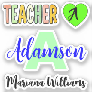 Custom Unique Monogram Teacher Name Stickers
