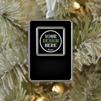 custom, unique, sleek & minimalist silver plated framed ornament