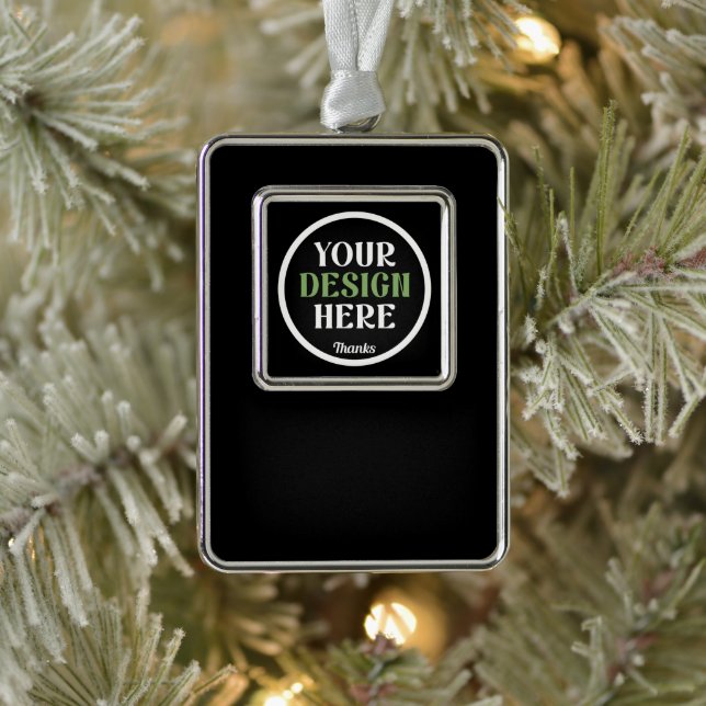 custom, unique, sleek & minimalist silver plated framed ornament (Tree)