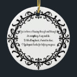 Custom Unisex Flourish Mentor Thank You Ceramic Ornament<br><div class="desc">This elegant ornament is the perfect way to thank a mentor who has made a difference in your life. Featuring a timeless black scroll design and a heartfelt message of gratitude, it’s suitable for any mentor—whether a teacher, coach, boss, or friend. This keepsake serves as a meaningful reminder of the...</div>