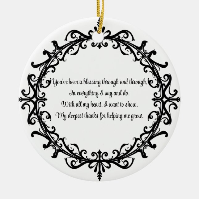 Custom Unisex Flourish Mentor Thank You Ceramic Ornament (Front)