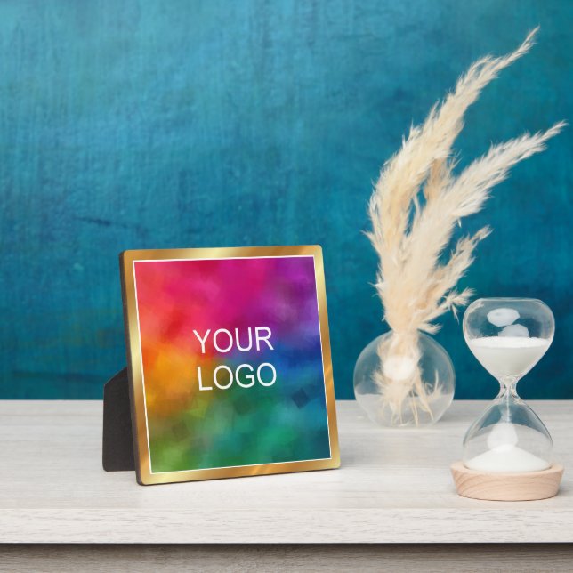 Custom Upload Business Logo Glamour Gold Easel Plaque (Insitu)