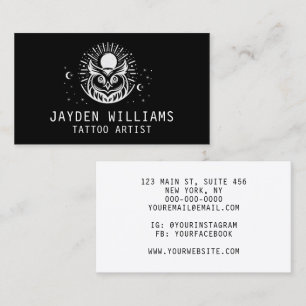 Custom Upload Image Black & White Tattoo Artist Business Card