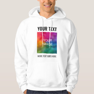 Custom Upload Image Logo Text Here Mens White Hoodie