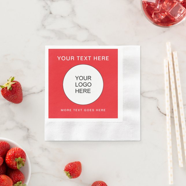Custom Upload Logo Christmas Red Coined Cocktail Napkin (Insitu)