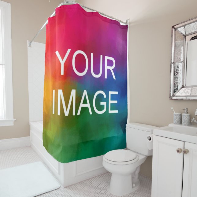 Custom Upload Photo Image Add Text Create Your Own Shower Curtain (In Situ)