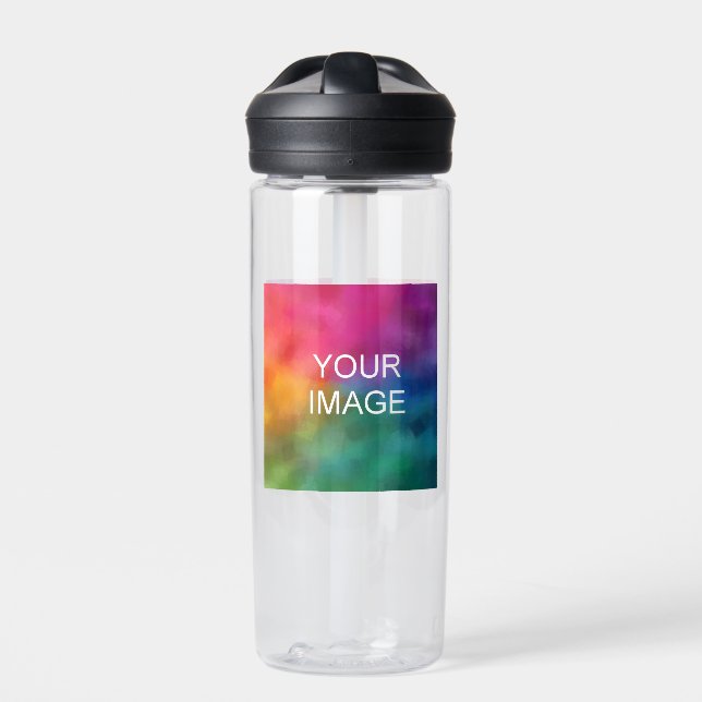 Custom Upload Photo Image Or Logo Simple Template Water Bottle (Front)