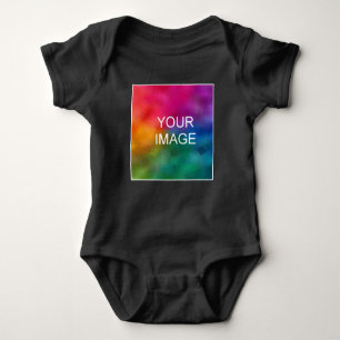 Custom Upload Picture Add Text Jersey Black Unisex Baby Bodysuit