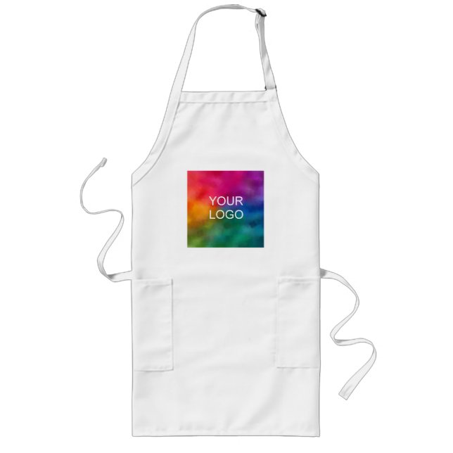 Custom Upload Your Business Company Logo Add Text Long Apron (Front)