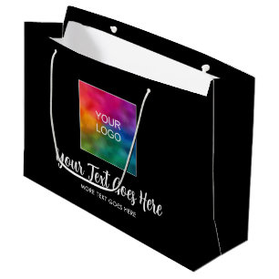 Custom Upload Your Business Logo Here Black Large Gift Bag