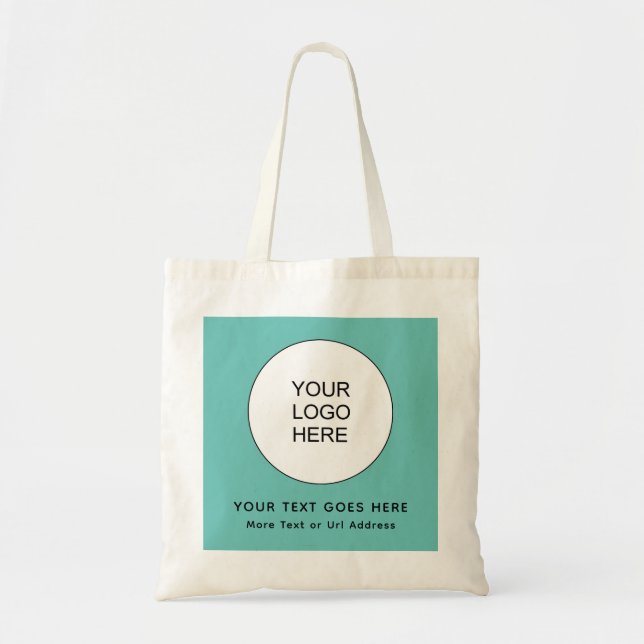 Custom Upload Your Business Your Logo Here Teal Tote Bag (Front)