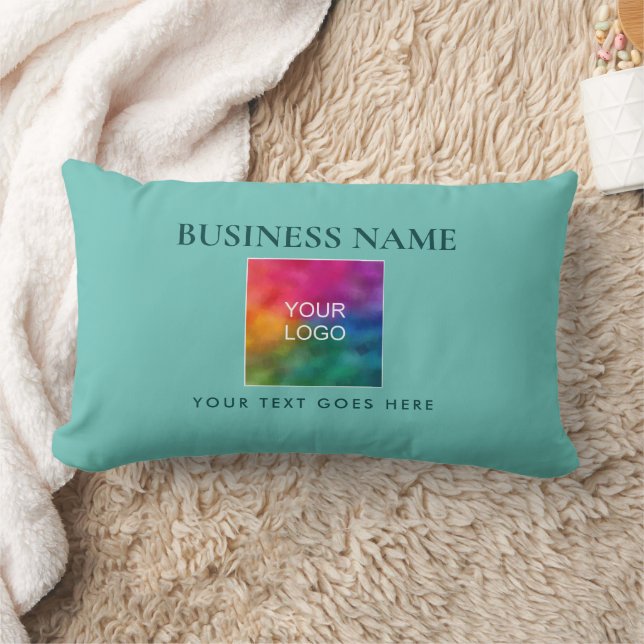Custom Upload Your Logo Add Text Minimal Template Lumbar Cushion (Blanket)