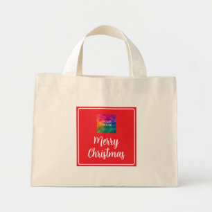 Custom Upload Your Photo or Logo Merry Christmas Mini Tote Bag