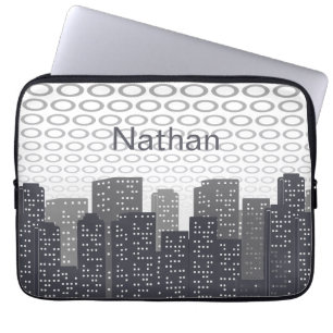 Custom Urban Cityscape Shades of Grey Personalised Laptop Sleeve