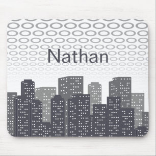 Custom Urban Cityscape Shades of Grey Personalised Mouse Pad