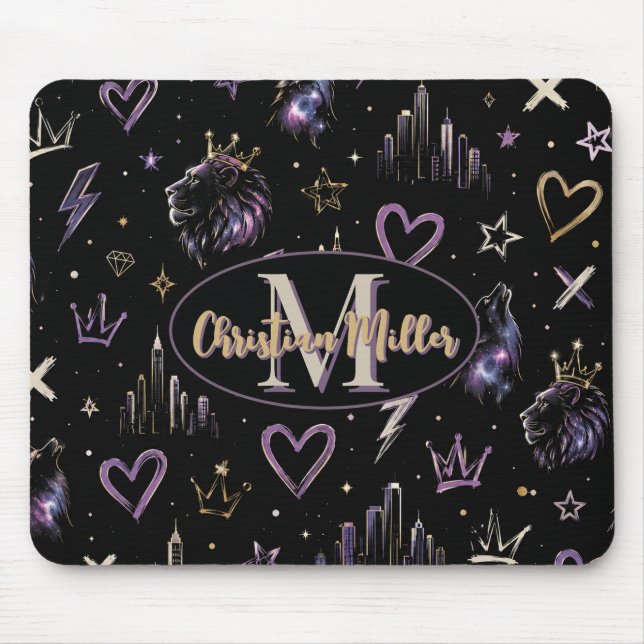 Custom Urban Graffiti Cosmic Doodle  Mouse Pad (Front)