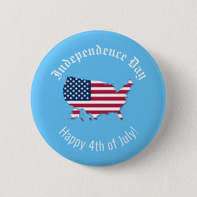 Custom US Map Flag Independence Day Happy July 4th 6 Cm Round Badge (Front)