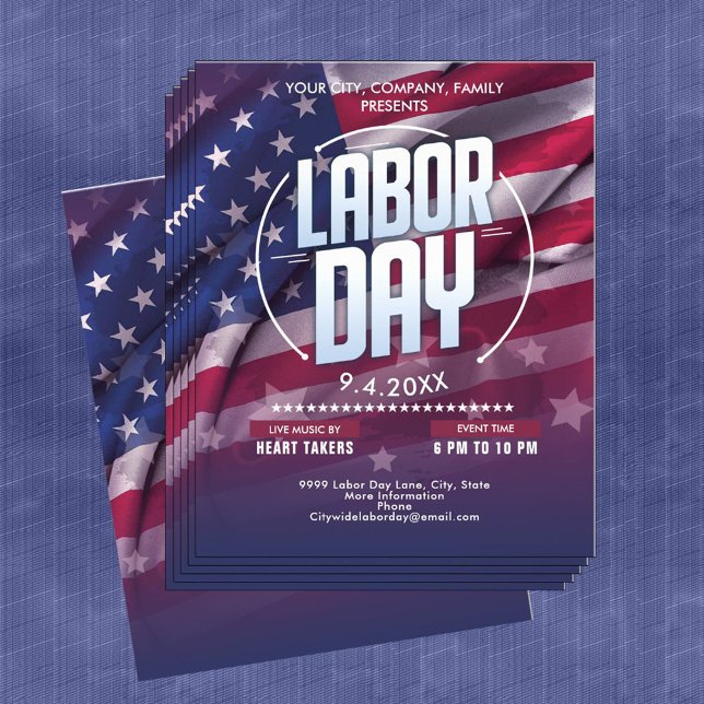 Custom USA Flag Labour Day Celebration Event  Flyer (Custom USA Flag Labor Day Celebration Event Flyer)