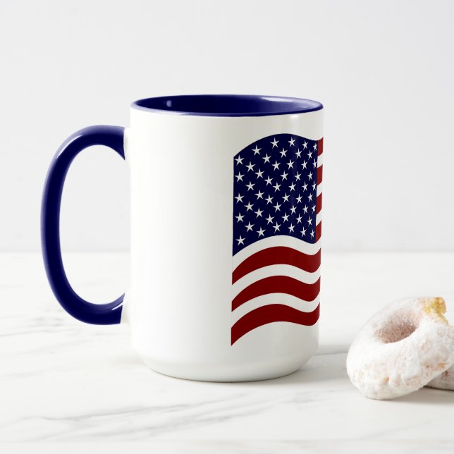 Custom USA Flag Mark Combo Mug Patriotic Style (With Donut)