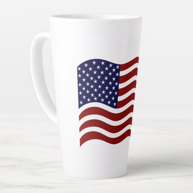 Custom USA Flag Mark Latte Mug Patriotic Style (Left Angle)