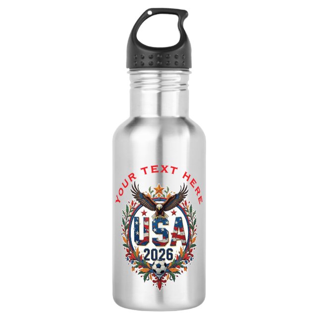 Custom USA National Soccer Team Bald Eagle Logo 532 Ml Water Bottle (Front)