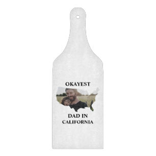 Custom USA photo Okayest dad Fathers day Cutting Board