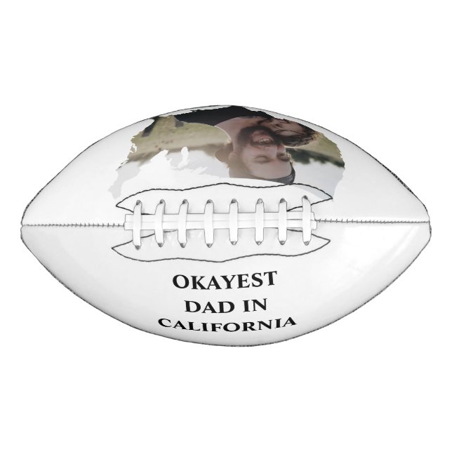 Custom USA photo Okayest dad Fathers day Football (Front)