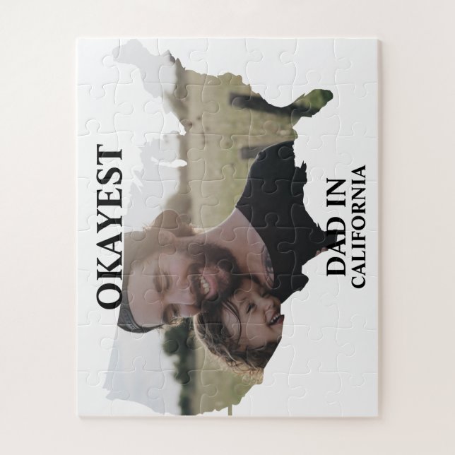 Custom USA photo Okayest dad Fathers day Jigsaw Puzzle (Vertical)