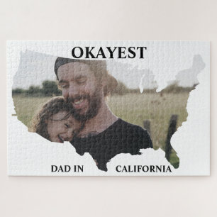 Custom USA photo Okayest dad Fathers day Jigsaw Puzzle