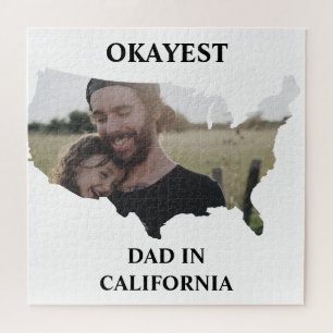 Custom USA photo Okayest dad Fathers day Jigsaw Puzzle