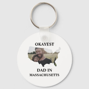 Custom USA photo Okayest dad Fathers day Key Ring