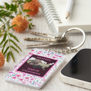 Custom USA photo Okayest dad Fathers day Key Ring