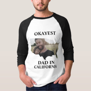 Custom USA photo Okayest dad Fathers day T-Shirt
