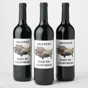 Custom USA photo Okayest dad Fathers day T-Shirt Wine Label