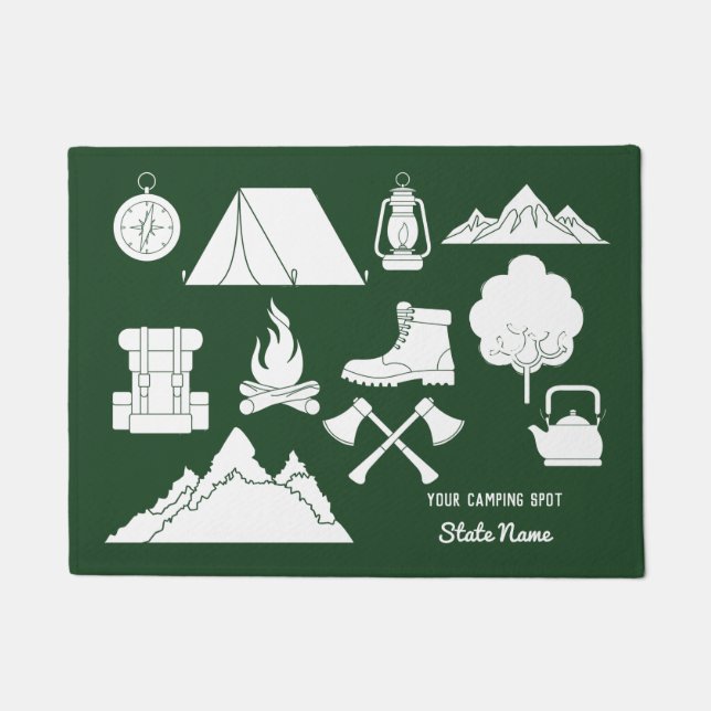 Custom Vacation Cabin Camping Collage Campers Doormat (Front)