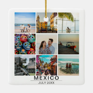 Custom Vacation Memories 9 Photo Collage Travel Ceramic Ornament