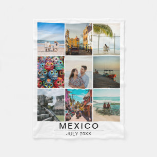 Custom Vacation Memories 9 Photo Collage Travel Fleece Blanket