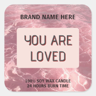 Custom Valentine Candle Sticker 'You Are Loved'